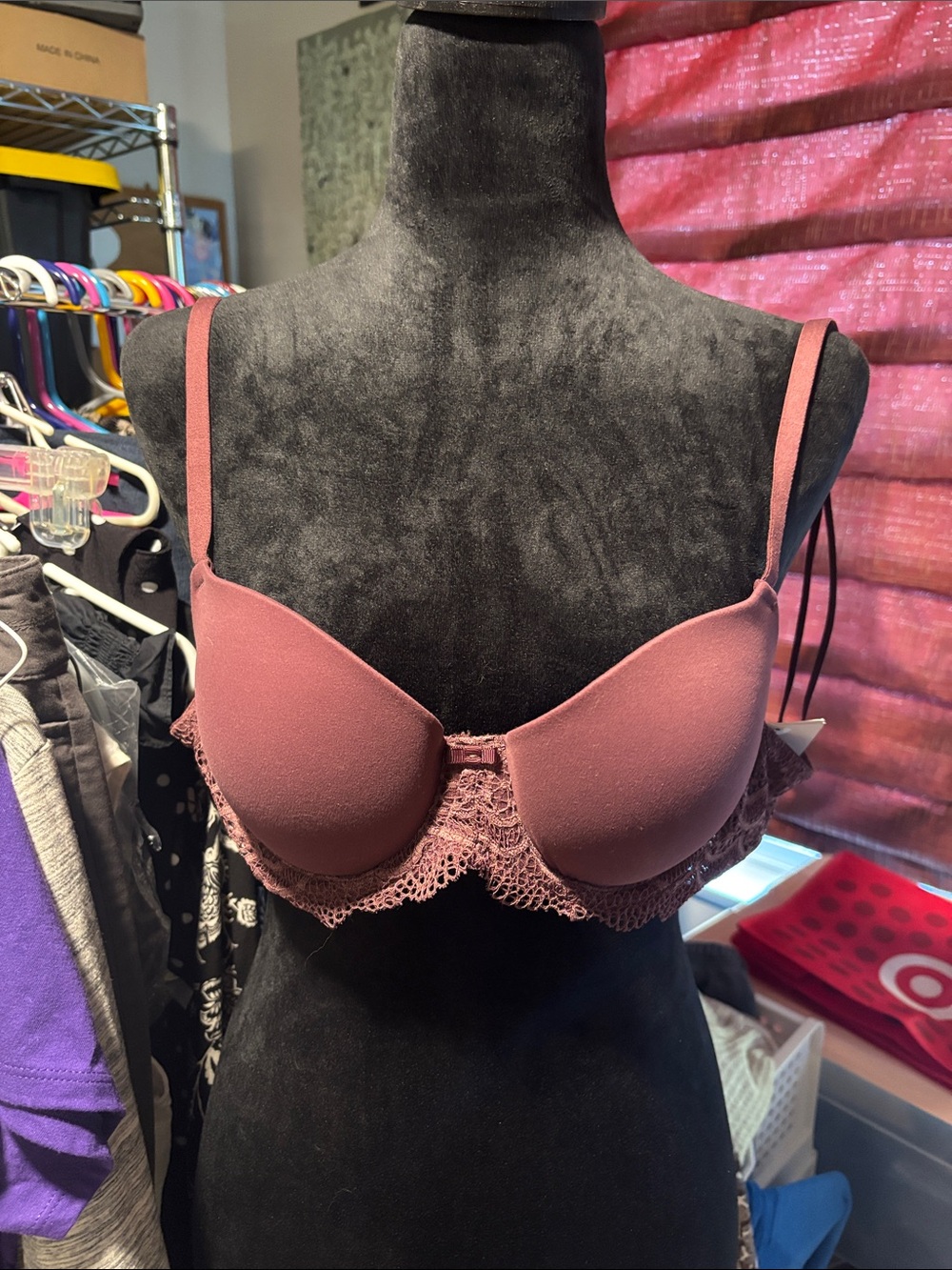 Auden Lace-Trim Molded Bra - Mauve